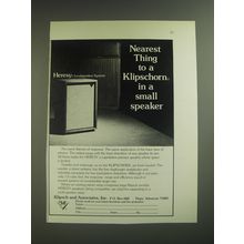 1974 Klipsch Heresy Loudspeaker System Ad - Nearest thing to a Klipschorn
