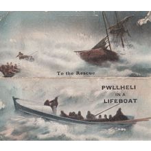 Pwllheli In A Lifeboat Antique Rescue Tiny Postcard Type Folding Novelty
