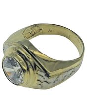 Men nugget Ring 4.7 Ct Colorless Round CZ Solid Real 14k Yellow Gold Size 10.5