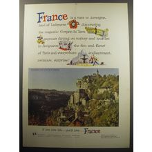 1957 France Tourism Ad - France is a visit to Auvergne, land of Lafayette