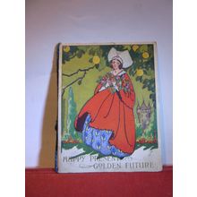 GOLDEN FUTURE, CHRISTMAS antique greetings card with paper insert =