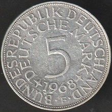 1968 F Germany 5 Mark Silver Coin