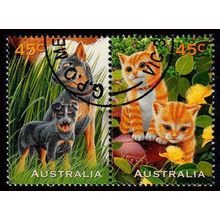 Australia 1996 Pets 2 x 45c Used Stamps Animal Cats & Dogs