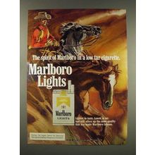 1976 Marlboro Lights Cigarette Ad - Horses