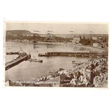 THE HARBOUR & SOUTH BAY, SCARBOROUGH, vintage used postcard 1953 postmark =