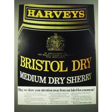 1968 Harveys Bristol Dry Sherry Ad - May we draw your attention away from