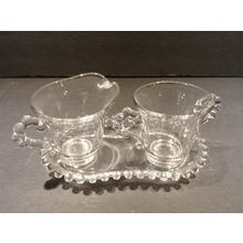 Imperial Candlewick Creamer & Sugar Bowl with Tray Clear Glass