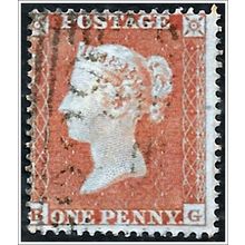 1854 -1855 Queen Victoria, 1819-1901 1d Red Blued Paper Used C2