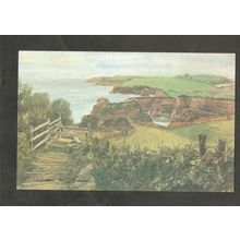 Postcard Devon Ladram Bay Watercolour by David Skipp