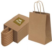 Joybe 300 Pack 6X3.25X8 Inch Small Brown Paper Bags with Handles Bulk, Kraft Pap