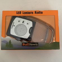 LED Lantern Radio AM/FM W Flashlight Chrome Plated AAA Batteries Brand New Black