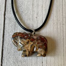 Leopardskin Jasper Elephant Pendant Necklace Chakra Healing Stone Animal Pet 20"