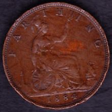 1884 Great Britain 1 Farthing Coin