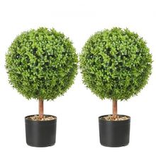 2x Artificial Boxwood Ball 40,6cm Garden Deco Boxwood in Flowerpot Ball Arti...