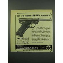 1952 Ruger Standard Pistol Ad - .22 Calibre Automatic