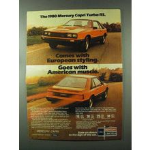 1980 Mercury Capri Turbo RS Car Ad - European Styling