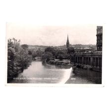 PULTENEY BRIDGE & RIVER AVON, BATH used vintage postcard by Harvey Barton 1961 =