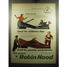 1957 Brown Robin Hood Shoes Ad - Holiday dress-ups