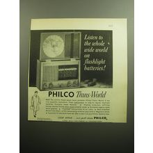 1958 Philco Trans-World Radio Ad - Listen to the whole wide world on batteries