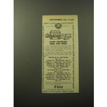 1960 Chipp Fashion Advertisement - Chipp Travelers here this week
