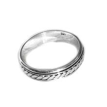 Sterling Silver Balinese Slanted Dash Band Spinner Ring