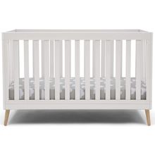Delta Children Essex 4-In-1 Convertible Baby Crib, Bianca White with Natural Leg