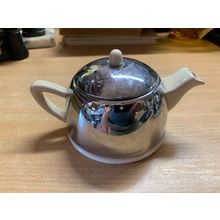 Vintage Art Deco Everhot 1940's Ceramic & Chrome Milk Jug Creamer With Lid (P4)