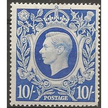 1942 SG478a 10/- Ultramarine (light gum crease) Mounted Mint ..