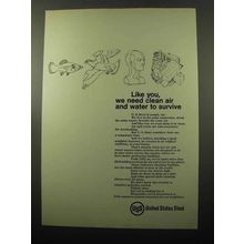 1969 United States Steel Ad - Need Clean Air and Water