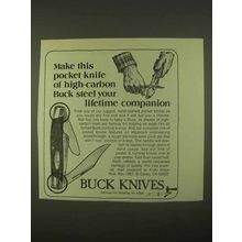 1974 Buck Knives Ad - High-Carbon Steel