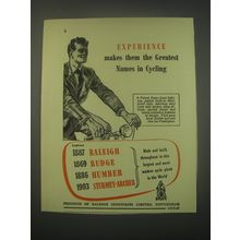 1949 Raleigh Bicycles Ad - Experience makes them the greatest names in cycling