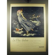 1948 Textron Gown, Slip and Pantie Ad - art by Fritz Siebel - Ice blue Lovelines