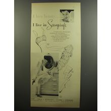 1952 Seamprufe Slip and Stockings Ad - I love beauty.. I live in Seamprufe