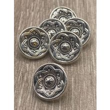 Shank Buttons 15mm Antique Silver Metal Coat Blazer Fancy Flower Design