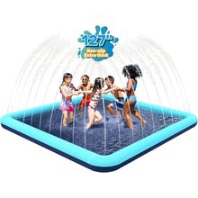 127'' Splash Pad for Dogs, Non-Slip Sprinkler for Kids, Square Splash Pad for Ki