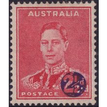 Australia 1941 2½d on 2d War Surcharge with Spot over Large 2 Variety MH