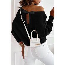 Black Ribbon Bow Knot Dolman Sleeve Sweater
