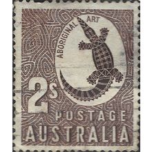 AUSTRALIA, REPTILE, Crocodile Aboriginal Art, brown 1956, 2s, #3
