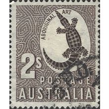 AUSTRALIA, REPTILE, Crocodile Aboriginal Art, brown 1956, 2s, #4