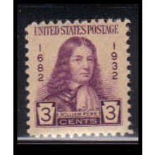724 3c William Penn Fine MNH O0124