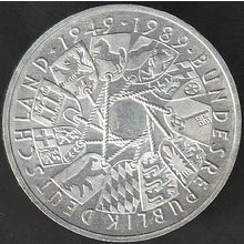 1989 G Germany 10 Mark Silver Coin 40th Ann Republic