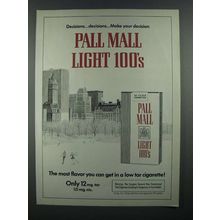 1979 Pall Mall Light 100's Cigarette Ad - Make Your Decision