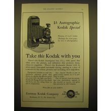 1924 Kodak 1A autographic Kodak Special Camera Ad - Take this Kodak with you