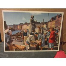 FISH MARKET, COPENHAGEN, DENMARK ..unused postcard. =