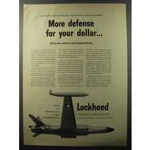 1953 Lockheed Starfire Plane Ad - More defense for your dollar