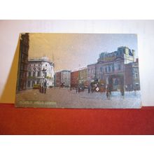 PICCADILLY CIRCUS, LONDON . used antique postcard. 1908 pm =