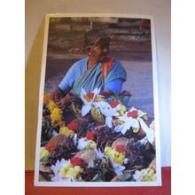 A FLOWER SELLER, INDIA. .used postcard =