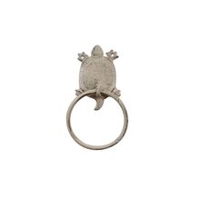 Pack Of 2] Whitewashed Cast Iron Turtle Towel Holder 8""