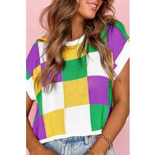 Tillandsia Purple Color Block Cap Sleeve Sweater