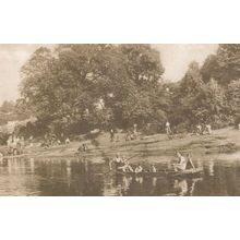 Edwardian Boat Boaters Punting On The River Nidd Knaresborough Large Postcard